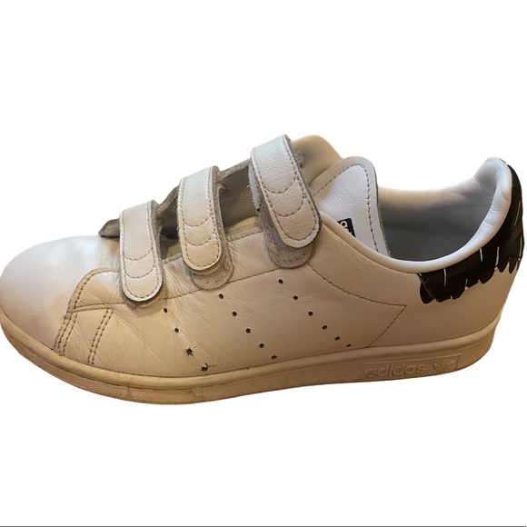 Adidas Stan Smith Sneakers Velcro white black women’s 8 /men’s 6.5 - Picture 4 of 9